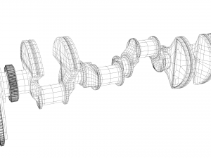 v8 engine working animated 3D Model