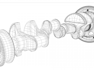 v8 engine working animated 3D Model