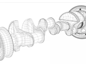 v8 engine working animated 3D Model
