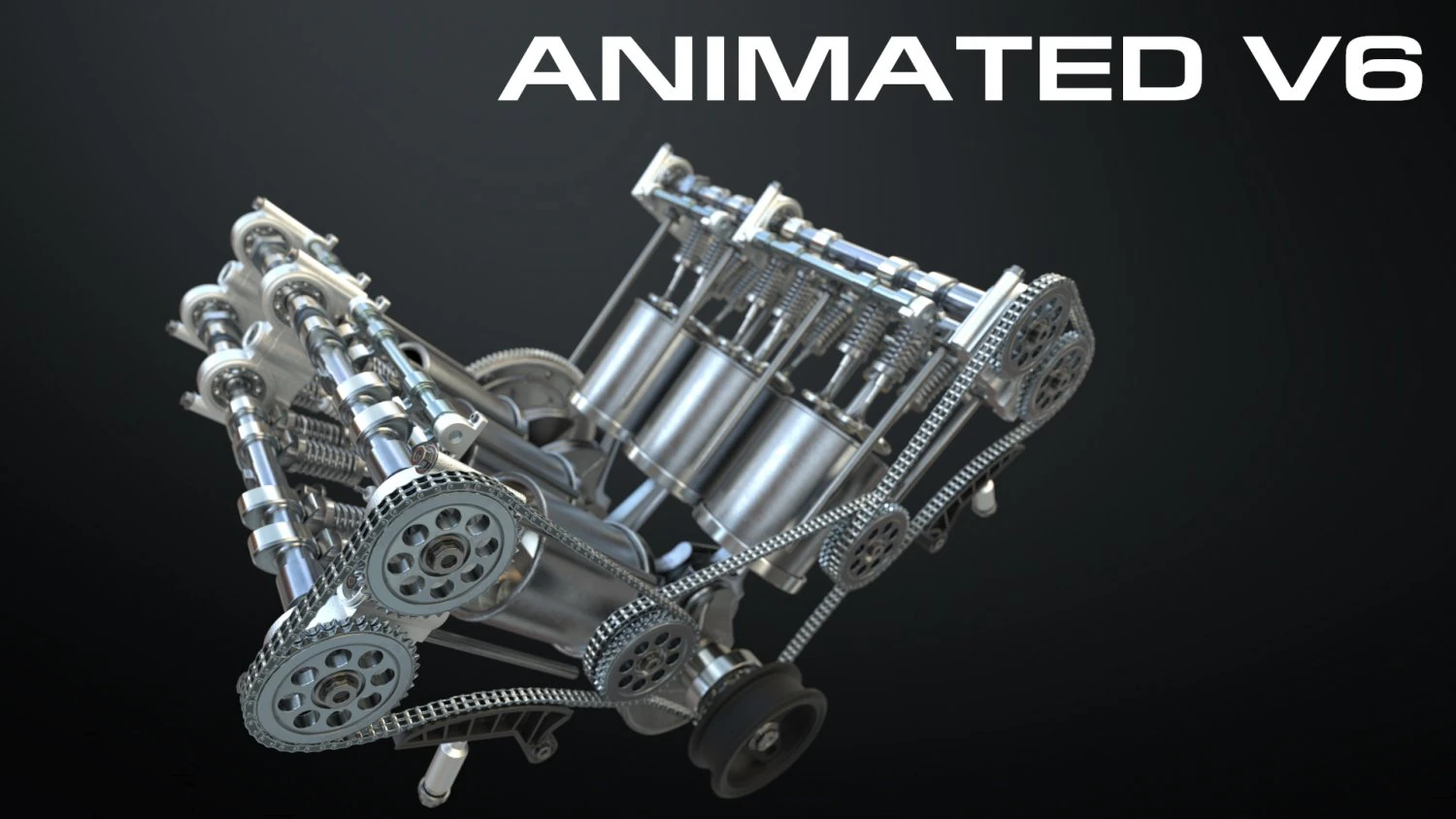 v6 engine working animated 3D Model .c4d .max .obj .3ds .fbx .stl .blend 