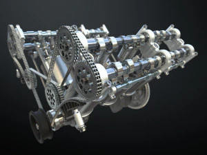 v6 engine working animated 3D Model