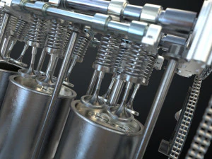 v6 engine working animated 3D Model