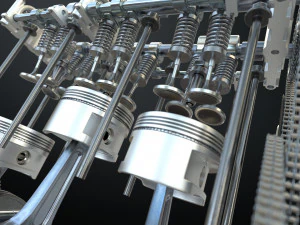 v6 engine working animated 3D Model