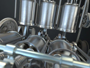 v6 engine working animated 3D Model