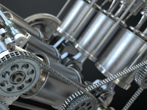 v6 engine working animated 3D Model
