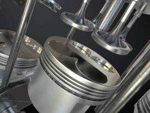v6 engine working animated 3D Model