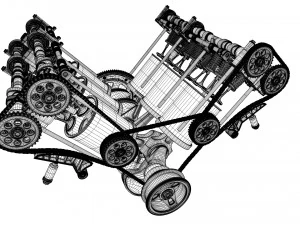 v6 engine working animated 3D Model