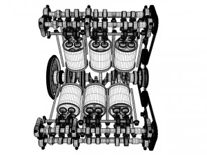 v6 engine working animated 3D Model