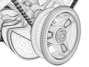 v6 engine working animated 3D Model