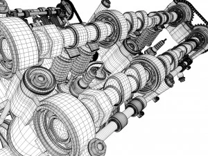v6 engine working animated 3D Model