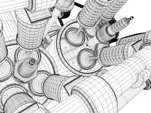 v6 engine working animated 3D Model