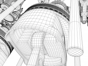 v6 engine working animated 3D Model