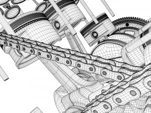 v6 engine working animated 3D Model