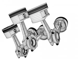 v6 engine working animated 3D Model