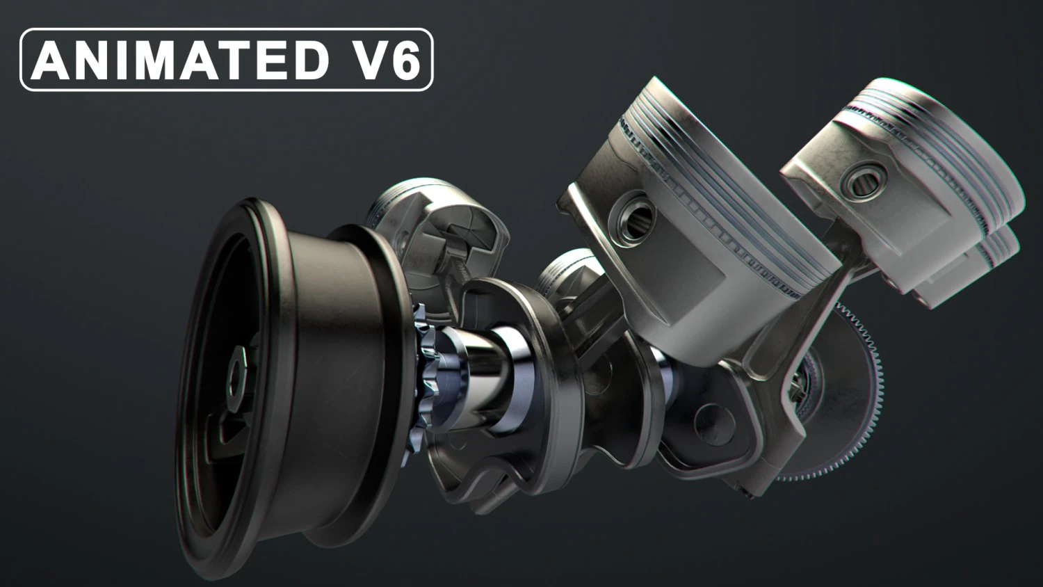v6 engine working animated 3D Model .c4d .max .obj .3ds .fbx .stl .blend 