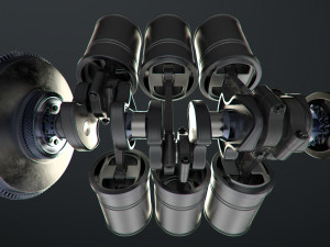 v6 engine working animated 3D मॉडल