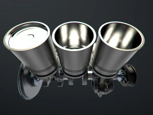 v6 engine working animated 3D Model