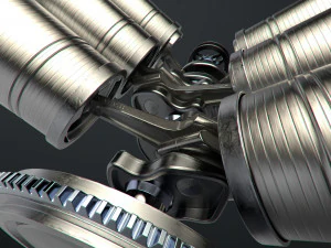 v6 engine working animated 3D Model