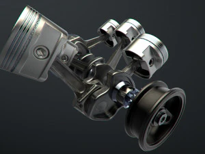v6 engine working animated 3D Model