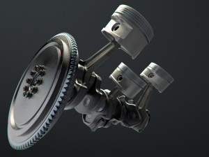 v6 engine working animated 3D मॉडल