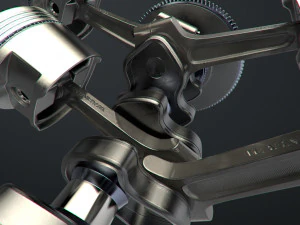 v6 engine working animated 3D Model