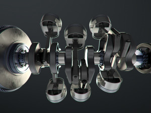 v6 engine working animated 3D मॉडल