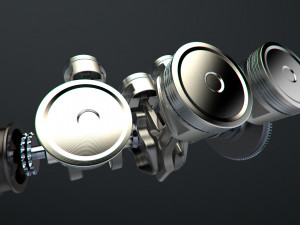 v6 engine working animated 3D मॉडल