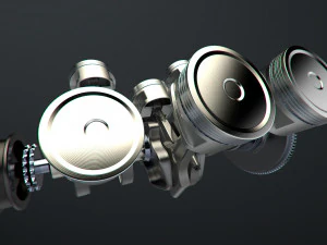 v6 engine working animated 3D Model