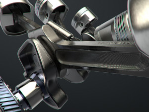 v6 engine working animated 3D मॉडल