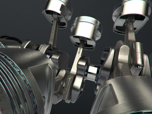 v6 engine working animated 3D मॉडल