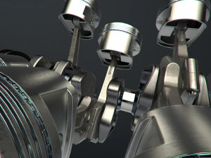 v6 engine working animated 3D Model