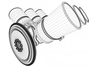 v6 engine working animated 3D Model