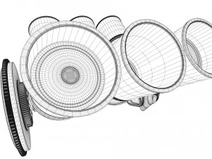 v6 engine working animated 3D Model