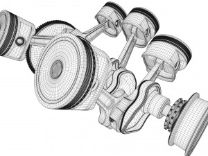 v6 engine working animated 3D मॉडल