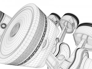 v6 engine working animated 3D Model