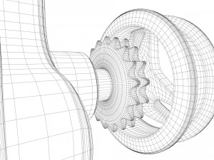 v6 engine working animated 3D Model