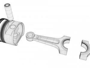 v6 engine working animated 3D Model