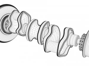 v6 engine working animated 3D Model