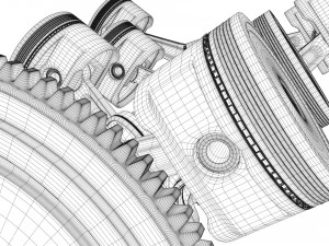 v6 engine working animated 3D Model