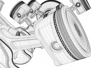 v6 engine working animated 3D मॉडल