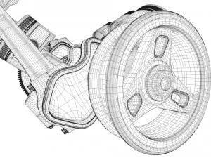 v6 engine working animated 3D Model
