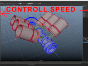 v6 engine working animated 3D Model