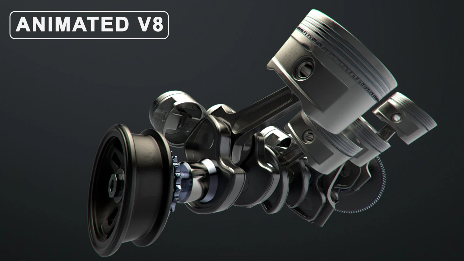 v8 engine working animated 3D Model .c4d .max .obj .3ds .fbx .stl .blend 