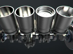 v8 engine working animated 3D Model