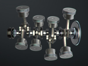 v8 engine working animated Modèle 3D