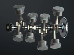 v8 engine working animated 3D Model