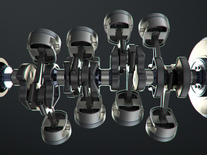 v8 engine working animated Modèle 3D