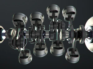v8 engine working animated 3D Model