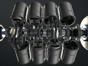 v8 engine working animated Modèle 3D