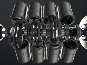 v8 engine working animated 3D Model